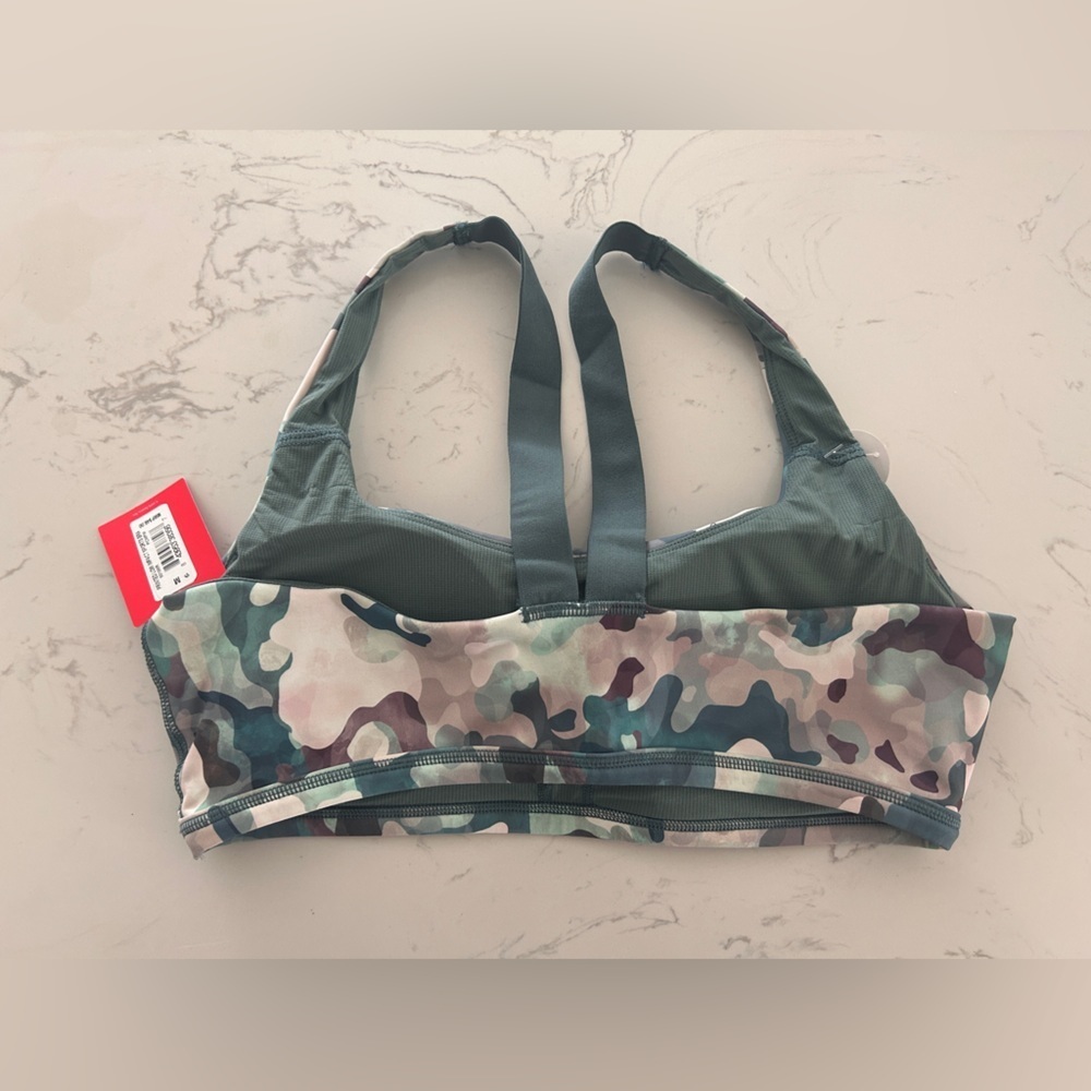 Spanx Printed Low Impact Sports Bra in Blue Camo/Pink – Women’s Medium NWT - Picture 6 of 7